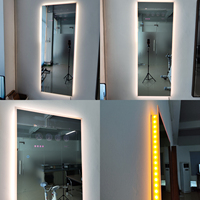 Miroir LED intelligent Android rectangulaire moderne, éclairé, étanche, avec écran tactile, toutes fonctions, taille personnalisable, pour salle de bain et barbier