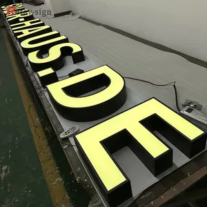 لافتة إعلانية جدارية للمتاجر في الهواء الطلق بإضاءة ليد معدنية بإشارات إلكترونية بشعار