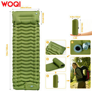 Materassino da campeggio WOQI spesso con cuscino, materassino autogonfiabile con pompa a pedale integrata per escursionismo, backpacking, tenda da viaggio - Product Image 3