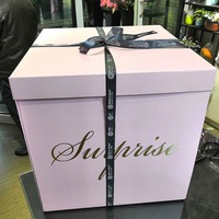 Boîte surprise extra large de 70 cm, design à ouverture automatique, dissimule une personne, idéale pour anniversaire/proposition de mariage/anniversaire de mariage (rose/noir/blanc)