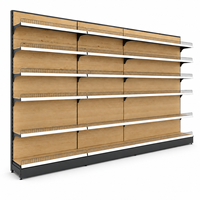 Étagère de présentation pour supermarché, robuste, simple face, en bois, pour magasin de détail, épicerie, étagère murale en métal réglable