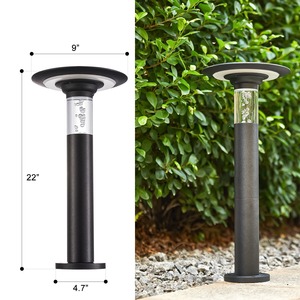Outdoor LED Garden Light with Sleek Black Post and Disc <strong>Cover</strong> Bright White Glow for Patio Backyard <strong>Pathway</strong> Illumination - Product Image 6