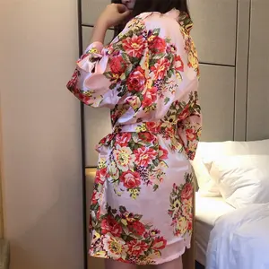 Promosyon ucuz kadın ipek saten çiçek elbise