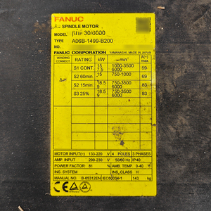 Moteur de broche AC FANUC A06B-1499-B200 BiIP 30/6000 - Product Image 2
