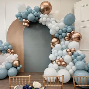 Kit de ballons rétro <span class=keywords><strong>bleu</strong></span> brume métallisé, or et blanc avec confettis pour mariage, baby shower, révélation du sexe, fête d'anniversaire - Product Image 4
