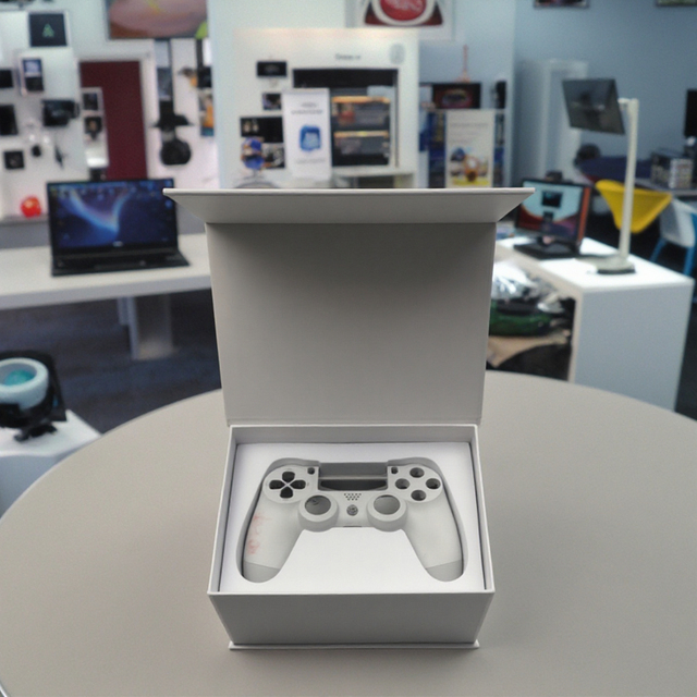 High Quality Custom Silver Foil PS4 PS5 Game Controller Packaging Box with Logo UV Coating Embossing High Visibility Insert