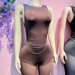 Combinaison sans manches en maille transparente effet seconde peau Été 2026 - Combinaison moulante transparente tendance - Product Image 6