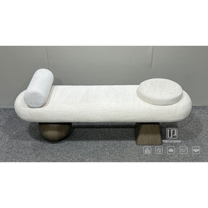 High Quality Luxury Modern Living Room Furniture White Velvet Wood Base Long Curved <b>Stools</b> & <b>Ottoman</b> White Velvet <b>Ottoman</b> - Product Image 6