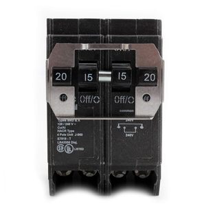 Disjoncteur Eaton BQC220215 Quadplex 20 A 2 pôles 15 A 2 pôles 120-240 V Type HACR à déclenchement commun - Product Image 2
