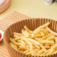 Grand stock de doublures en papier pour friteuse à air, résistantes à la graisse et aux hautes températures, antiadhésives, jetables, avec logo personnalisé pour snack-bars
