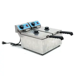 Commercial Countertop 6L 2 Basket Potato Chips Electric Fryer Double Deep Fryer