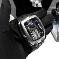 Montre automatique squelette tonneau personnalisée avec logo unique pour homme, mouvement japonais NH05, étanche 50M, bracelet en acier inoxydable et caoutchouc, montre mécanique