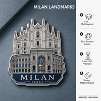 Aimants de réfrigérateur personnalisés avec logo, souvenirs de ville, en acrylique multicouche plat de 2 mm, finition argentée polie, impression UV, cadeau d'affaires, directement de l'usine