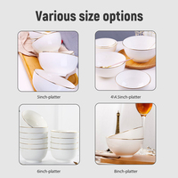 Bol à soupe en porcelaine fine sous glaçure de qualité supérieure avec bord doré, écologique et compatible lave-vaisselle, pour le service alimentaire en hôtellerie et restauration