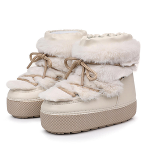 Bottines d'hiver imperméables à plateforme doublées de <span class=keywords><strong>fourrure</strong></span> pour femmes, à lacets, plusieurs options de couleurs - Product Image 2