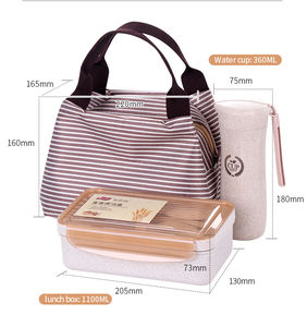 小麦ストロー製子供用弁当箱セット 二段式漏れ防止BPAフリー食品グレード電子レンジ対応ランチボックス（バッグとボトル付き） - Product Image 2