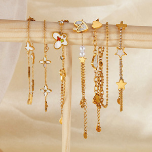 Bracciale da Donna Regolabile in <span class=keywords><strong>Acciaio</strong></span> Inossidabile Placcato Oro con Zirconia Cubica e Conchiglia per Occasioni Casual - Product Image 3
