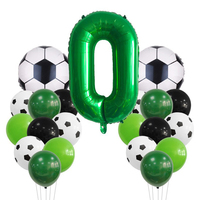 Ensemble de ballons en aluminium pour fête de football, comprenant un ballon de football et un ballon chiffre vert