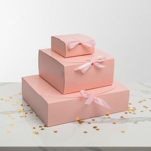 Pink <b>Gift</b> Box Recycled Materials White Black Brown square Creative Ribbon Bow Tie Fancy Chocolate Candy <b>Boxes</b> for <b>Wedding</b> - Product Image 1