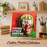 Calendrier mural photo amusant OEM, calendrier mensuel carré humoristique, impression artistique personnalisée, décoration, calendrier pour cadeau de vacances