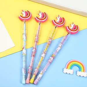 Crayon à mine remplaçable tête décorative en silicone <span class=keywords><strong>licorne</strong></span> stéréoscopique de dessin animé créatif - Product Image 1