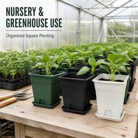 Pots à semis carrés en plastique au design moderne avec trous de drainage, conteneurs de pépinière pour herbes, succulentes et plantes de jardin