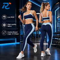 Ensemble de sport 2 pièces pour femme, color block, avec brassière de sport dos nu et leggings taille haute, séchage rapide, pour la course et la gym, en stock en Australie