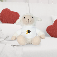 T-shirt personnalisé avec logo, jouet en peluche doux en forme de mouton blanc pour enfants
