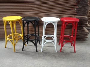Solid Wood Dark Brown Bentwood Thonet bar <strong>Stool</strong> <strong>with</strong> <strong>Back</strong> Rest - Product Image 6