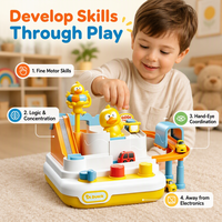 Lot de jouets éducatifs Montessori en plastique, sûrs et mignons, sur le thème des dinosaures, licornes et canards, avec jeu de course de voitures STEM et jeu de déblocage de niveaux