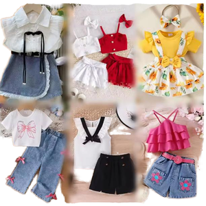 Ensemble 2 pièces décontracté pour bébés et jeunes enfants, motif imprimé, en coton gaufré, manches courtes, collection été, vente en gros - Product Image 1