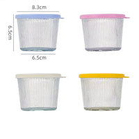 Verticale patroon glazen voedselcontainer, leeg, transparant, voor kimchi en fruit, glazen pot met plastic deksel