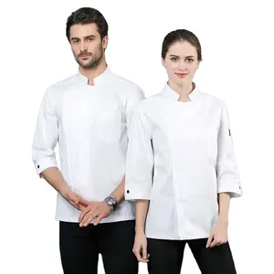 Manufacture Custom polyester cotton chef Jackets Breathable Kitchen Hotel Restaurant Cafe Catering Chef Waiter