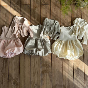 カジュアルな女の子用フレンチドレススーツ、長袖ニットウェア、バッドスカート、小・中サイズの子供用ツーピースドレスセット - Product Image 5