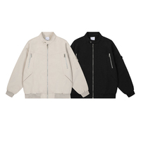 Blouson Bomber Varsity en Satin Uni Personnalisable pour Homme, Coupe Oversize, Style Décontracté et Sportif, Multi-Zippé, Streetwear, Pas Cher