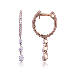 18K Rose Gold Natural <b>Diamond</b> Drop Hoop <b>Earrings</b> Pear Cut <b>Diamond</b> <b>Dangle</b> <b>Earrings</b> Luxury Fine Jewelry for Women - Product Image 1