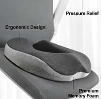 Coussin orthopédique pour le coccyx, coussin de siège en mousse à mémoire de forme pour les douleurs au coccyx et les hémorroïdes, housse respirante et lavable pour chaise de bureau