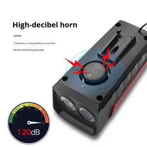 ไฟหน้าจักรยานแบบสามโหมด พร้อมแตรในตัว ใช้พลังงานแสงอาทิตย์ ชาร์จผ่าน USB เสียงดัง สำหรับการขี่จักรยานกลางแจ้ง - Product Image 2