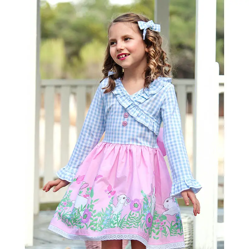 children girls boutique flower clothes set remake kids pink big bowknot top tunic Dresses