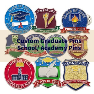 Spilla Personalizzata per Laurea con Distintivo da Colletto, Regalo in Metallo con Smalto Morbido o Duro per Accademie Scolastiche - Product Image 1
