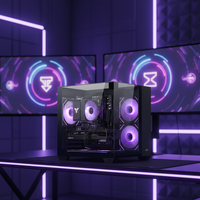 Ordinateur de bureau gaming Black Glass Sea View avec processeur I3-13100F, 16 Go de RAM DDR4, SSD 512 Go, alimentation 230W, idéal pour le gaming e-sport