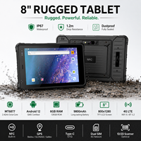 Tablette industrielle robuste portable de 8 pouces avec écran tactile capacitif Android 12, étanche, pour la collecte de données mobiles