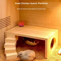 Cachette pour hamster en bois massif doré, habitat à deux étages détachable, table, plateforme d'alimentation pour poulets, rectangle, toutes saisons