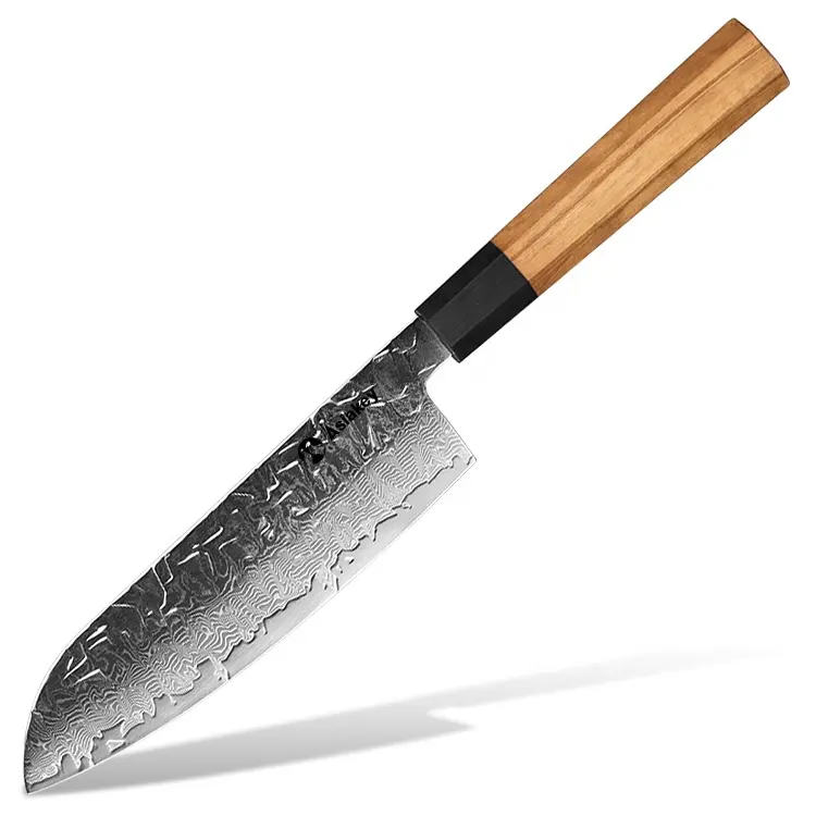 Ebay Vente à Chaud Couteau de Cuisine Japonais en Acier Damas Durable 7 pouces Couteaux Santoku Damas