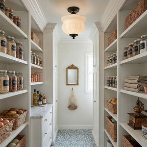 Plafonnier Vintage Rétro Crème Français, Lampe d'Entrée et de Balcon en Laiton Métallique avec <span class=keywords><strong>Verre</strong></span> Dépoli Côtelé, Luminaire Plafonnier Marlo - Product Image 3