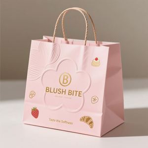 Bolsas de Embalaje de Papel Kraft Rosa Personalizadas con Lámina Dorada para Envolver Regalos con Estilo y Promocionar su Marca - Product Image 1