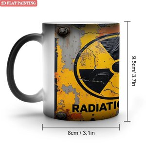 Taza Mágica de Cerámica Negra Esmerilada de 11 oz que Cambia de Color, Diseño de Área de Radiación, Sensible al Calor, Vajilla Inteligente - Product Image 1