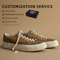 Chaussures de skate vulcanisées unisexes personnalisées avec logo, en daim marron, légères, rétro, à lacets, baskets décontractées – Vente en gros