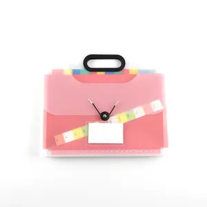 Customized 26 Pocket Colorful Accordion Folder PP A4 Plastic Document Expanding File Bag With Handle