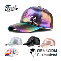 Casquette de baseball de luxe tendance en cuir métallisé à 6 panneaux avec sangle réglable pour club de nuit – Vente en gros